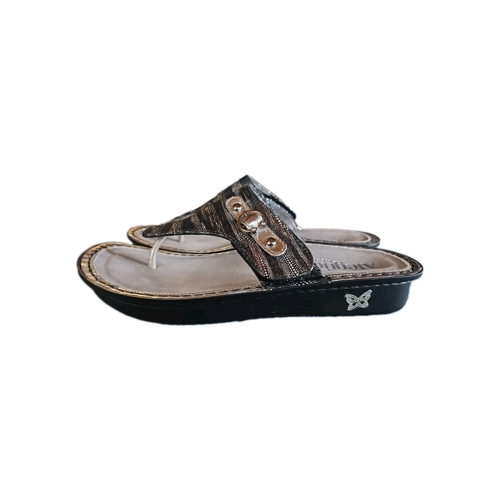 Alegria Carina Shine Shiny Silver Thong Sandal Womens‎ EU 39 US 8.5 EUC
